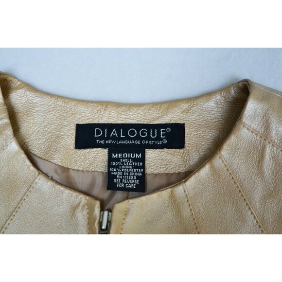 Dialogue Champagne Leather Metallic Women's Jacket Medium - Picture 6 of 12